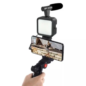 AY-49 Video Making Vlog Kit - Tripod, Microphone and Light for Live Broadcast | YouTube | TikTok | Online Meeting
